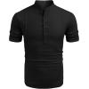 imageCOOFANDY Mens Henley TShirts Short Sleeve Casual Button Henley Shirts Band Collar Tee Summer Beach Hippie ShirtsBlack