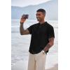 imageCOOFANDY Mens Henley TShirts Short Sleeve Casual Button Henley Shirts Band Collar Tee Summer Beach Hippie ShirtsBlack