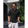 imageCOOFANDY Mens Henley TShirts Short Sleeve Casual Button Henley Shirts Band Collar Tee Summer Beach Hippie ShirtsBlack