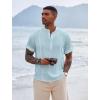 imageCOOFANDY Mens Henley TShirts Short Sleeve Casual Button Henley Shirts Band Collar Tee Summer Beach Hippie ShirtsBlue
