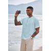 imageCOOFANDY Mens Henley TShirts Short Sleeve Casual Button Henley Shirts Band Collar Tee Summer Beach Hippie ShirtsBlue