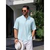 imageCOOFANDY Mens Henley TShirts Short Sleeve Casual Button Henley Shirts Band Collar Tee Summer Beach Hippie ShirtsBlue