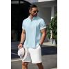 imageCOOFANDY Mens Henley TShirts Short Sleeve Casual Button Henley Shirts Band Collar Tee Summer Beach Hippie ShirtsBlue