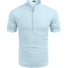 imageCOOFANDY Mens Henley TShirts Short Sleeve Casual Button Henley Shirts Band Collar Tee Summer Beach Hippie ShirtsBlue