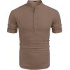 imageCOOFANDY Mens Henley TShirts Short Sleeve Casual Button Henley Shirts Band Collar Tee Summer Beach Hippie ShirtsBrown