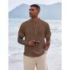 imageCOOFANDY Mens Henley TShirts Short Sleeve Casual Button Henley Shirts Band Collar Tee Summer Beach Hippie ShirtsBrown