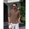imageCOOFANDY Mens Henley TShirts Short Sleeve Casual Button Henley Shirts Band Collar Tee Summer Beach Hippie ShirtsBrown