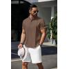 imageCOOFANDY Mens Henley TShirts Short Sleeve Casual Button Henley Shirts Band Collar Tee Summer Beach Hippie ShirtsBrown
