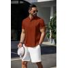 imageCOOFANDY Mens Henley TShirts Short Sleeve Casual Button Henley Shirts Band Collar Tee Summer Beach Hippie ShirtsCaramel