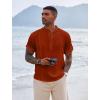imageCOOFANDY Mens Henley TShirts Short Sleeve Casual Button Henley Shirts Band Collar Tee Summer Beach Hippie ShirtsCaramel