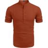 imageCOOFANDY Mens Henley TShirts Short Sleeve Casual Button Henley Shirts Band Collar Tee Summer Beach Hippie ShirtsCaramel