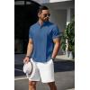 imageCOOFANDY Mens Henley TShirts Short Sleeve Casual Button Henley Shirts Band Collar Tee Summer Beach Hippie ShirtsDenim Blue