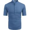 imageCOOFANDY Mens Henley TShirts Short Sleeve Casual Button Henley Shirts Band Collar Tee Summer Beach Hippie ShirtsDenim Blue