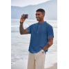 imageCOOFANDY Mens Henley TShirts Short Sleeve Casual Button Henley Shirts Band Collar Tee Summer Beach Hippie ShirtsDenim Blue