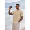 imageCOOFANDY Mens Henley TShirts Short Sleeve Casual Button Henley Shirts Band Collar Tee Summer Beach Hippie ShirtsKhaki