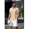 imageCOOFANDY Mens Henley TShirts Short Sleeve Casual Button Henley Shirts Band Collar Tee Summer Beach Hippie ShirtsKhaki