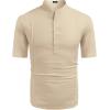 imageCOOFANDY Mens Henley TShirts Short Sleeve Casual Button Henley Shirts Band Collar Tee Summer Beach Hippie ShirtsKhaki