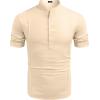 imageCOOFANDY Mens Henley TShirts Short Sleeve Casual Button Henley Shirts Band Collar Tee Summer Beach Hippie ShirtsKhaki
