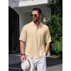 imageCOOFANDY Mens Henley TShirts Short Sleeve Casual Button Henley Shirts Band Collar Tee Summer Beach Hippie ShirtsKhaki