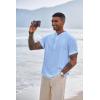 imageCOOFANDY Mens Henley TShirts Short Sleeve Casual Button Henley Shirts Band Collar Tee Summer Beach Hippie ShirtsLight Blue