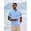 imageCOOFANDY Mens Henley TShirts Short Sleeve Casual Button Henley Shirts Band Collar Tee Summer Beach Hippie ShirtsLight Blue