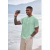 imageCOOFANDY Mens Henley TShirts Short Sleeve Casual Button Henley Shirts Band Collar Tee Summer Beach Hippie ShirtsLight Green