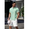 imageCOOFANDY Mens Henley TShirts Short Sleeve Casual Button Henley Shirts Band Collar Tee Summer Beach Hippie ShirtsLight Green