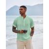imageCOOFANDY Mens Henley TShirts Short Sleeve Casual Button Henley Shirts Band Collar Tee Summer Beach Hippie ShirtsLight Green