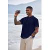 imageCOOFANDY Mens Henley TShirts Short Sleeve Casual Button Henley Shirts Band Collar Tee Summer Beach Hippie ShirtsNavy Blue