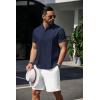 imageCOOFANDY Mens Henley TShirts Short Sleeve Casual Button Henley Shirts Band Collar Tee Summer Beach Hippie ShirtsNavy Blue