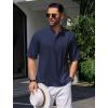 imageCOOFANDY Mens Henley TShirts Short Sleeve Casual Button Henley Shirts Band Collar Tee Summer Beach Hippie ShirtsNavy Blue