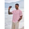 imageCOOFANDY Mens Henley TShirts Short Sleeve Casual Button Henley Shirts Band Collar Tee Summer Beach Hippie ShirtsPink