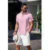 imageCOOFANDY Mens Henley TShirts Short Sleeve Casual Button Henley Shirts Band Collar Tee Summer Beach Hippie ShirtsPink