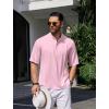 imageCOOFANDY Mens Henley TShirts Short Sleeve Casual Button Henley Shirts Band Collar Tee Summer Beach Hippie ShirtsPink