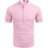imageCOOFANDY Mens Henley TShirts Short Sleeve Casual Button Henley Shirts Band Collar Tee Summer Beach Hippie ShirtsPink