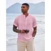 imageCOOFANDY Mens Henley TShirts Short Sleeve Casual Button Henley Shirts Band Collar Tee Summer Beach Hippie ShirtsPink