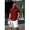 imageCOOFANDY Mens Henley TShirts Short Sleeve Casual Button Henley Shirts Band Collar Tee Summer Beach Hippie ShirtsWine Red