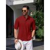 imageCOOFANDY Mens Henley TShirts Short Sleeve Casual Button Henley Shirts Band Collar Tee Summer Beach Hippie ShirtsWine Red