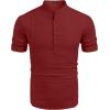 imageCOOFANDY Mens Henley TShirts Short Sleeve Casual Button Henley Shirts Band Collar Tee Summer Beach Hippie ShirtsWine Red