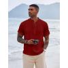 imageCOOFANDY Mens Henley TShirts Short Sleeve Casual Button Henley Shirts Band Collar Tee Summer Beach Hippie ShirtsWine Red