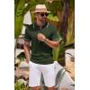 imageCOOFANDY Mens Knit Polo Shirts Casual Short Sleeve Button Down Shirts Crochet Classic Golf Polo Collared ShirtsArmy Green