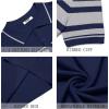 imageCOOFANDY Mens Knit Polo Shirts Casual Short Sleeve Button Down Shirts Crochet Classic Golf Polo Collared ShirtsBlue With Gray Stripes