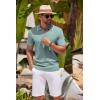 imageCOOFANDY Mens Knit Polo Shirts Casual Short Sleeve Button Down Shirts Crochet Classic Golf Polo Collared ShirtsIce Green