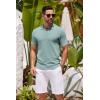 imageCOOFANDY Mens Knit Polo Shirts Casual Short Sleeve Button Down Shirts Crochet Classic Golf Polo Collared ShirtsIce Green