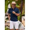 imageCOOFANDY Mens Knit Polo Shirts Casual Short Sleeve Button Down Shirts Crochet Classic Golf Polo Collared ShirtsNavy Blue