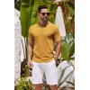 imageCOOFANDY Mens Knit Polo Shirts Casual Short Sleeve Button Down Shirts Crochet Classic Golf Polo Collared ShirtsYellow