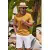 imageCOOFANDY Mens Knit Polo Shirts Casual Short Sleeve Button Down Shirts Crochet Classic Golf Polo Collared ShirtsYellow