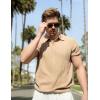 imageCOOFANDY Mens Knit Polo Shirts Short Sleeve Ribbed Textured Polo Shirt Lightweight Casual Golf Shirts Collared T ShirtKhaki