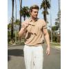 imageCOOFANDY Mens Knit Polo Shirts Short Sleeve Ribbed Textured Polo Shirt Lightweight Casual Golf Shirts Collared T ShirtKhaki
