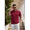 imageCOOFANDY Mens Knit Polo Shirts Short Sleeve Ribbed Textured Polo Shirt Lightweight Casual Golf Shirts Collared T ShirtWine Red